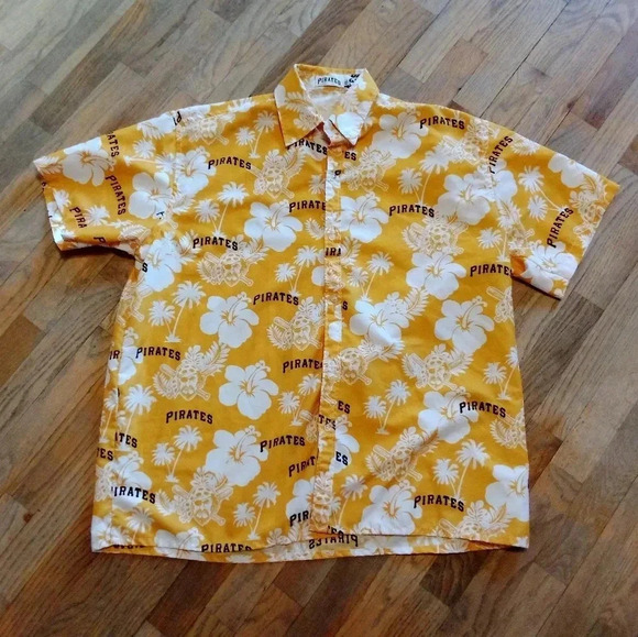 Pittsburgh Pirates Button Down Short Sleeve Hawaiian Shirt Size XL - Picture 1 of 10